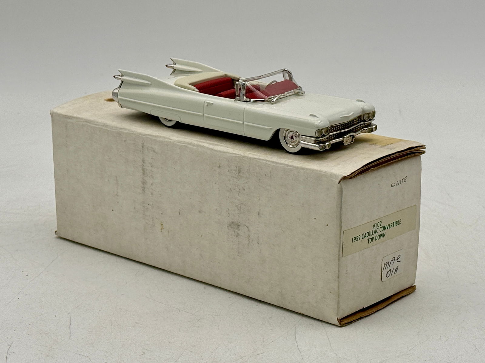 M.A.E. 102 1959 Cadillac Convertible Model Car with Box (1 of 3)
