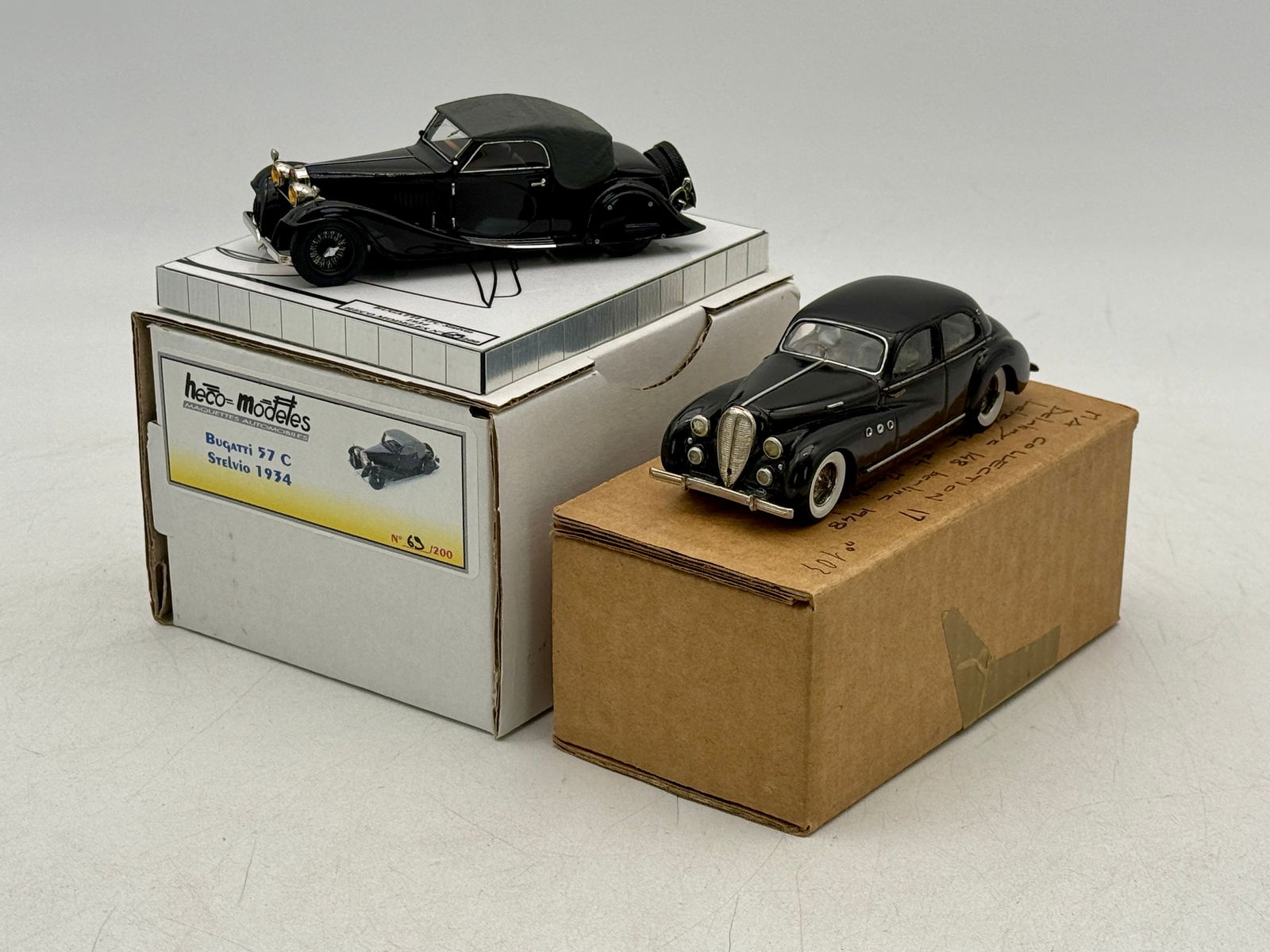 2 French Heco-Modeles Bugatti 57 C and Delahaye 148 Model Cars (1 of 2)