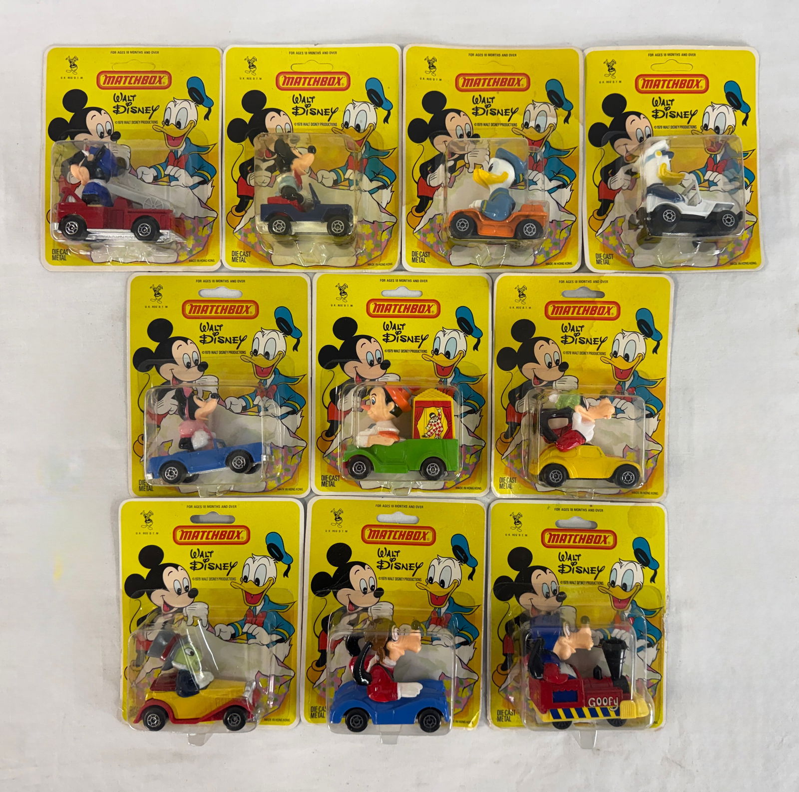 10 Matchbox Walt Disney series Die-Cast Blister packs 1979 (1 of 2)