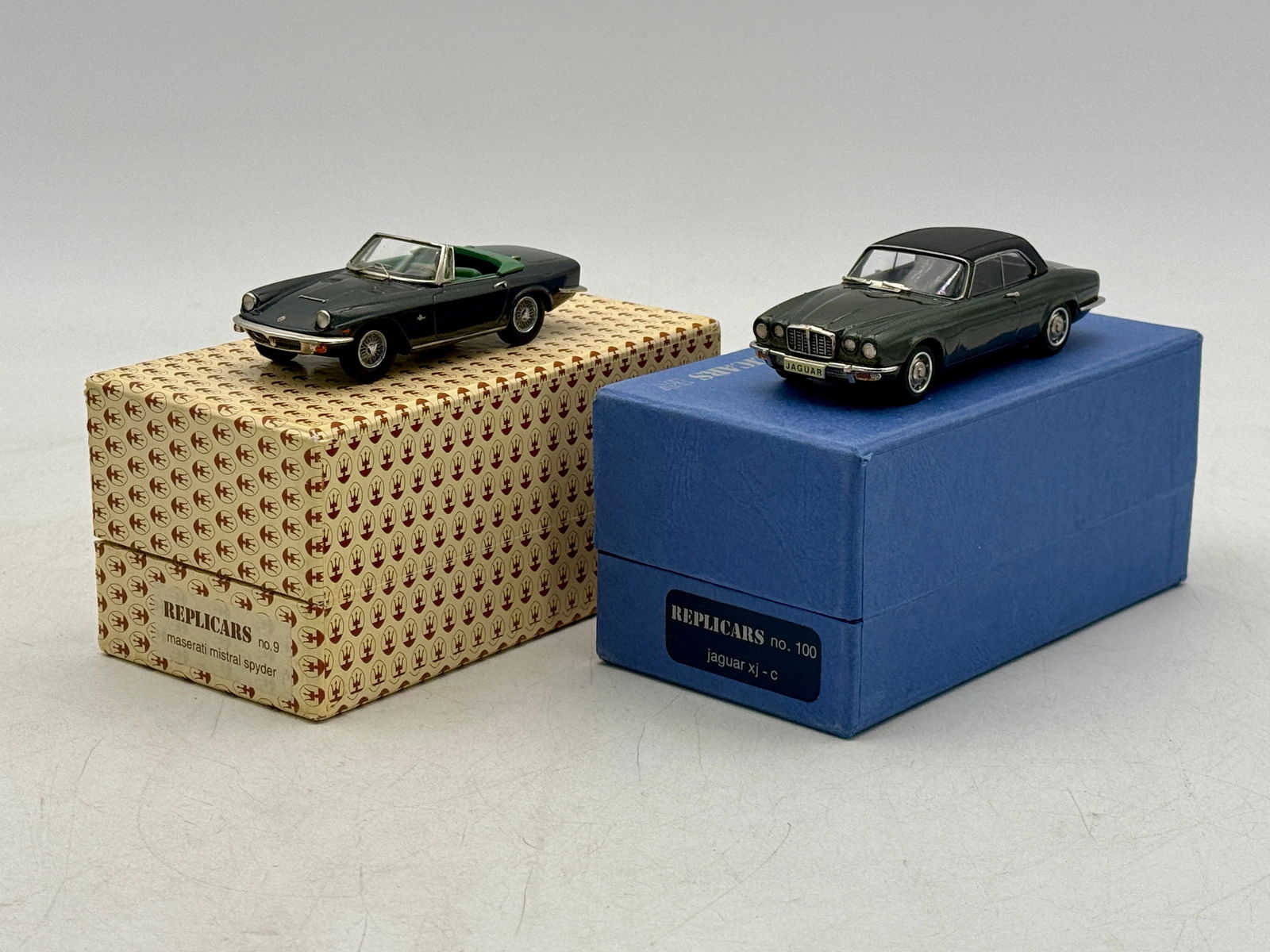 2 Replicars Dark Green Maserati and Jaguar Model Cars (1 of 3)