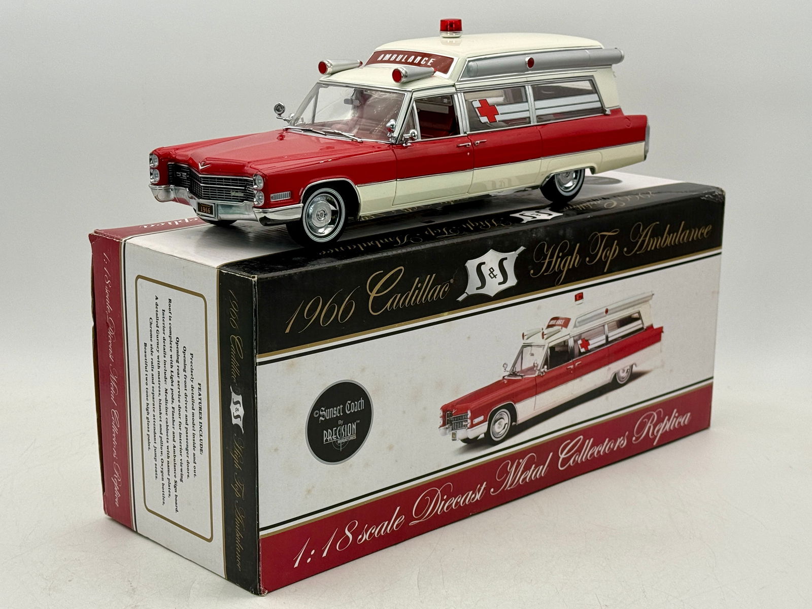 Precision Miniatures 1:18 PMSC-10RW 1966 Cadillac S&S High Top Ambulance (1 of 4)