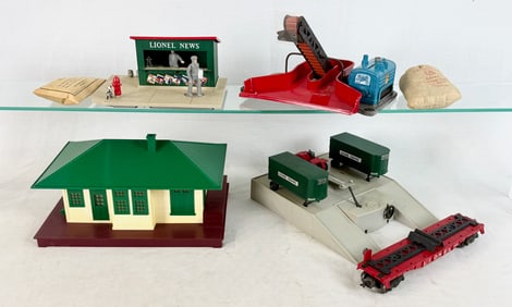 Four Vintage Lionel O-Gauge Model Train Accessories with Original Boxes