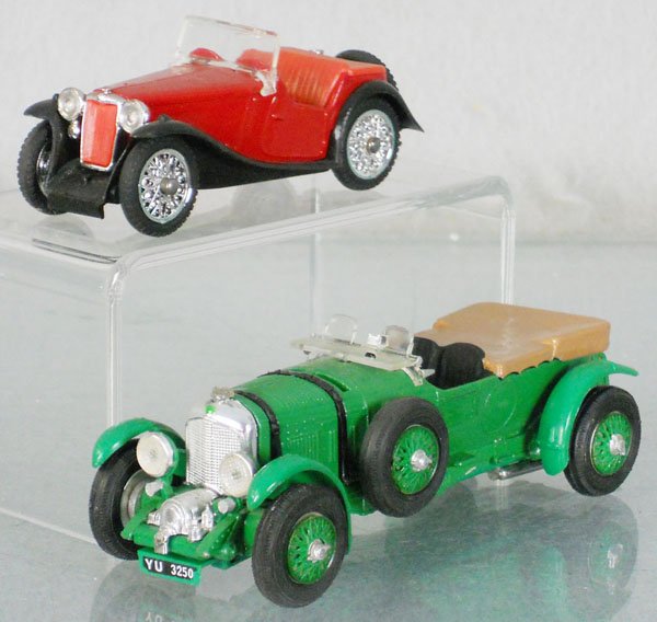 2 SPOT-ON AUTOS: die cast & plastic, 279 MG Midget 263, 4 1/2 Litre Bentley, C7.