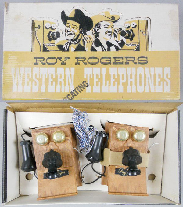 IDEAL 4629 ROY ROGERS WESTERN TELEPHONES: plastic, complete, orig box minor wear, C8.
