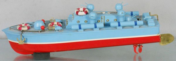 ITO PT BOAT: wood, 17" long, battery operated, not tested, C7-8.