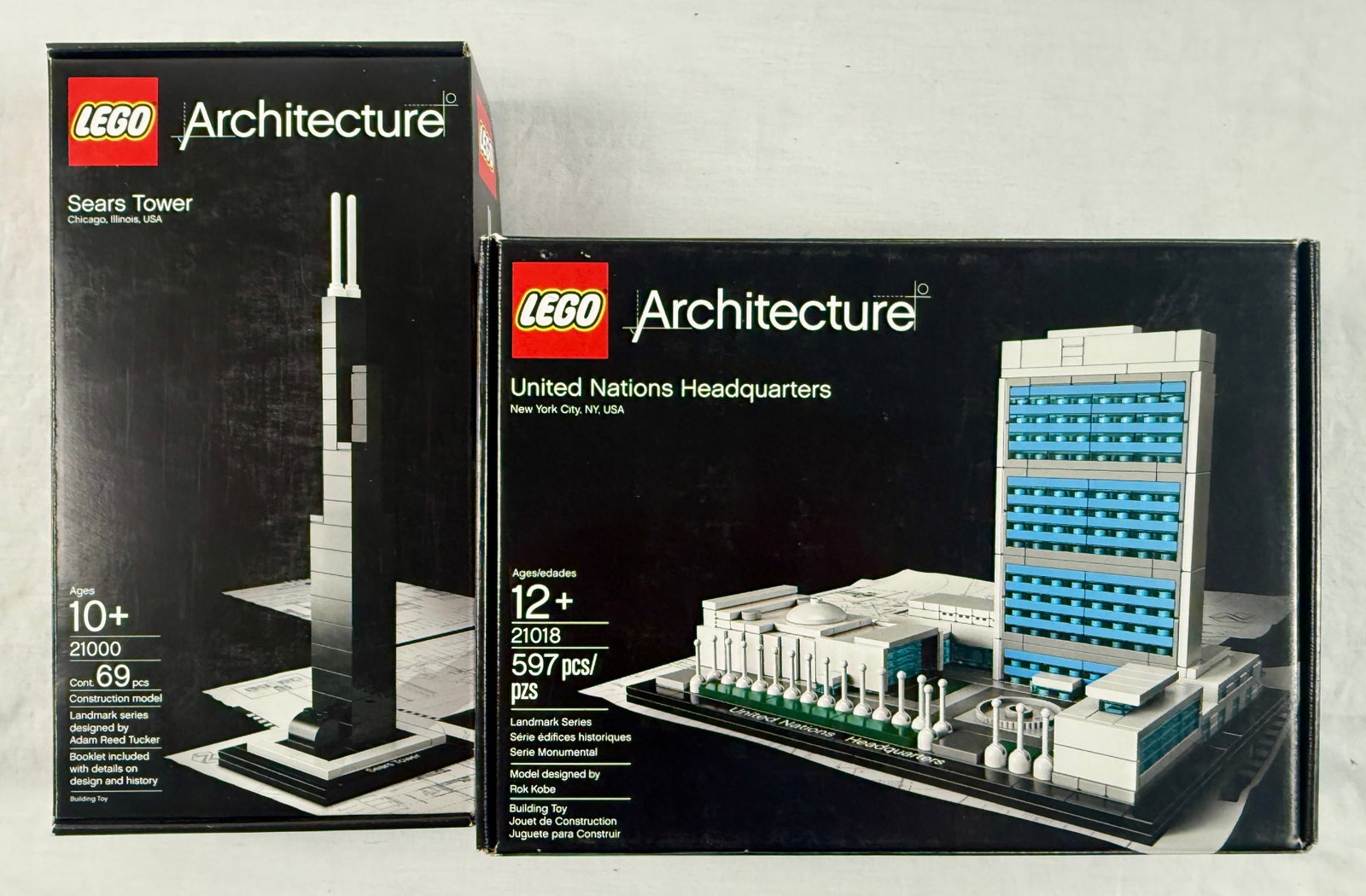 A Pair of LEGO Architecture Landmark Series Sears Tower 21000 & United Nations Headquarters 21018 (1 of 2)