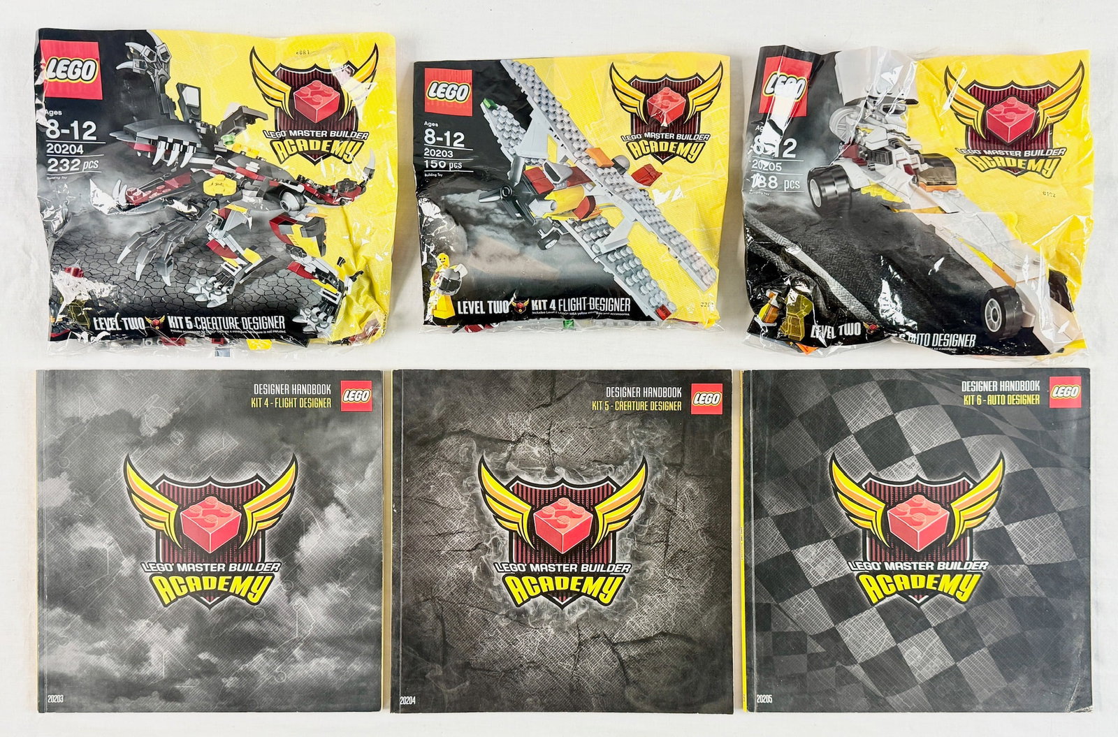 Three LEGO Master Builder Academy Level Two Building Kits 4, 5, and 6, Sets 20203, 20204, and 20205 (1 of 2)