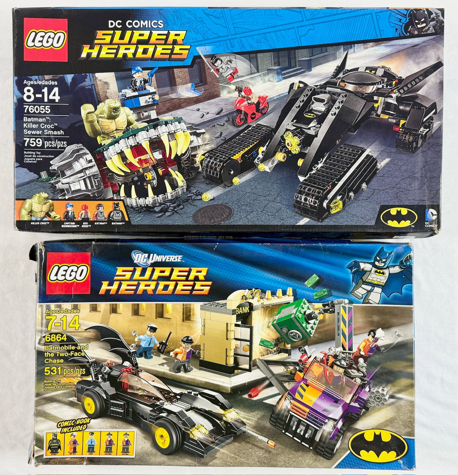 A Pair of LEGO DC Super Heroes Sets Including Batman: Killer Croc Sewer Smash 76055 and Batmobile (1 of 4)