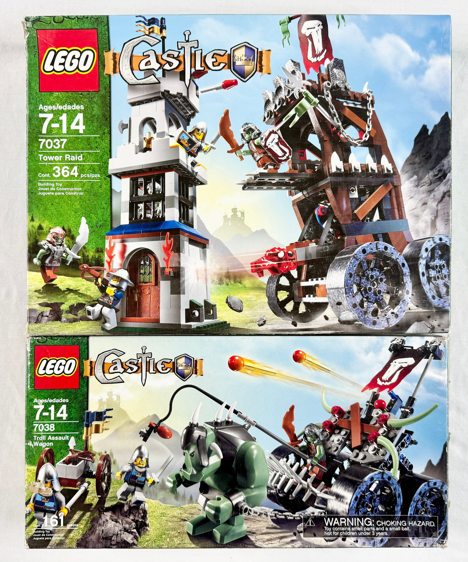 A Pair of LEGO Castle Sets Tower Raid 7037 and Troll Assault Wagon 7038 (1 of 3)