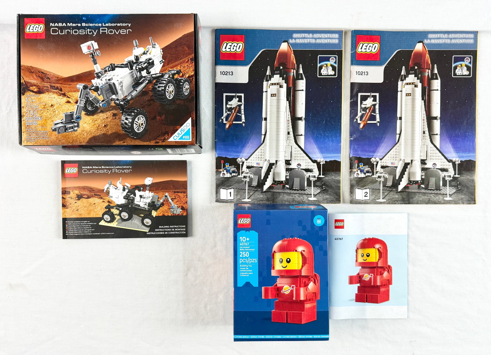 Collection of LEGO Space-Themed Construction Sets Including NASA Mars Curiosity Rover, Shuttle (1 of 2)