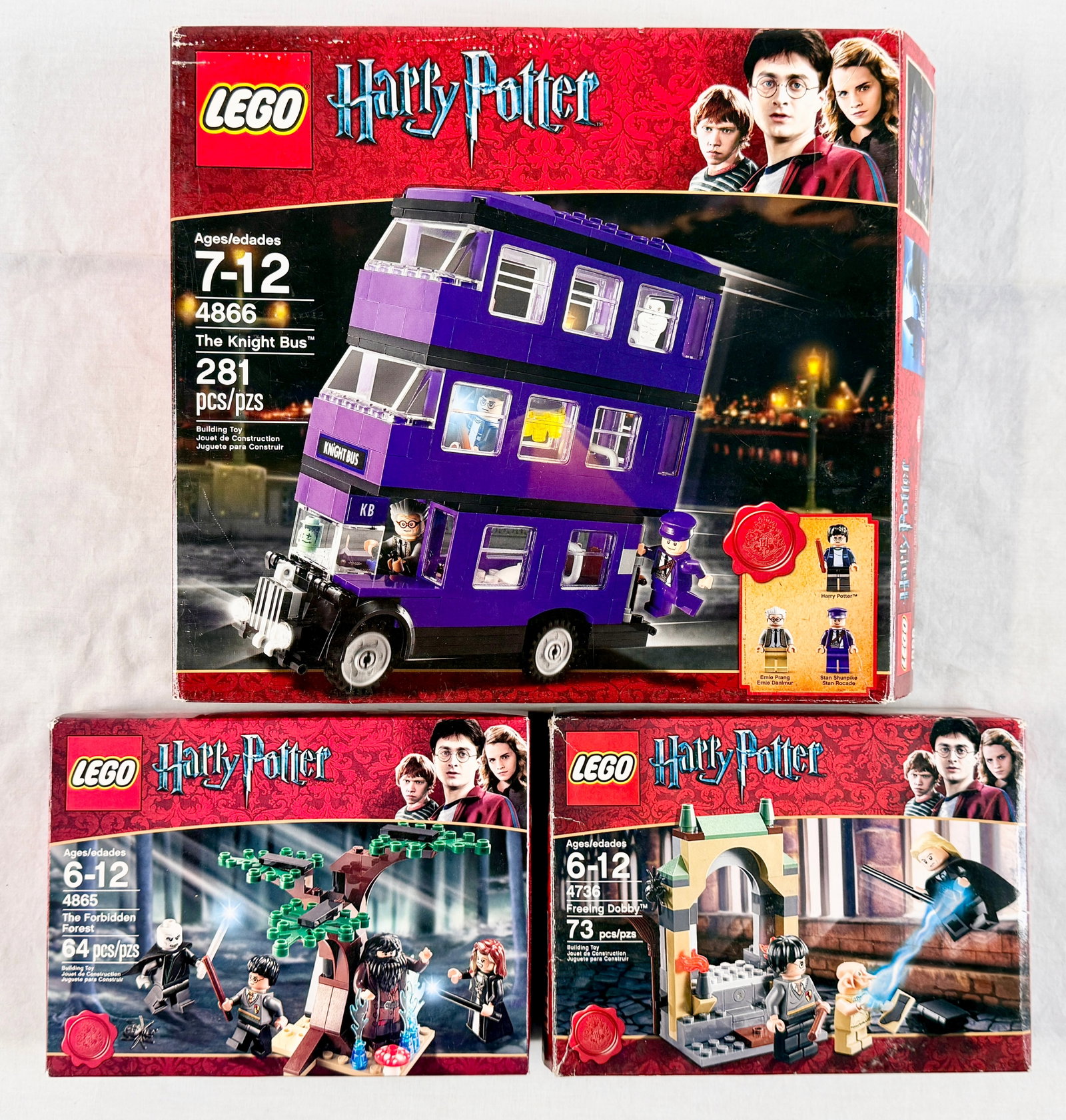 Three LEGO Harry Potter Construction Sets including The Knight Bus 4866, The Forbidden Forest 4865, (1 of 3)