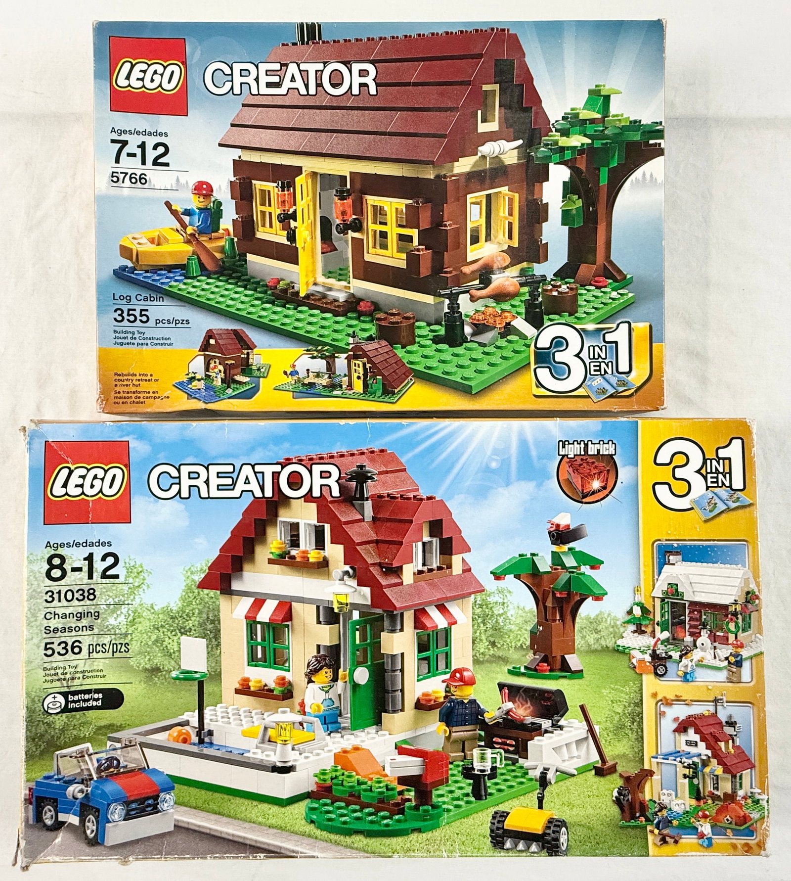 A Pair of LEGO Creator 3-in-1 Building Sets, Log Cabin 5766 and Changing Seasons 31038 (1 of 4)