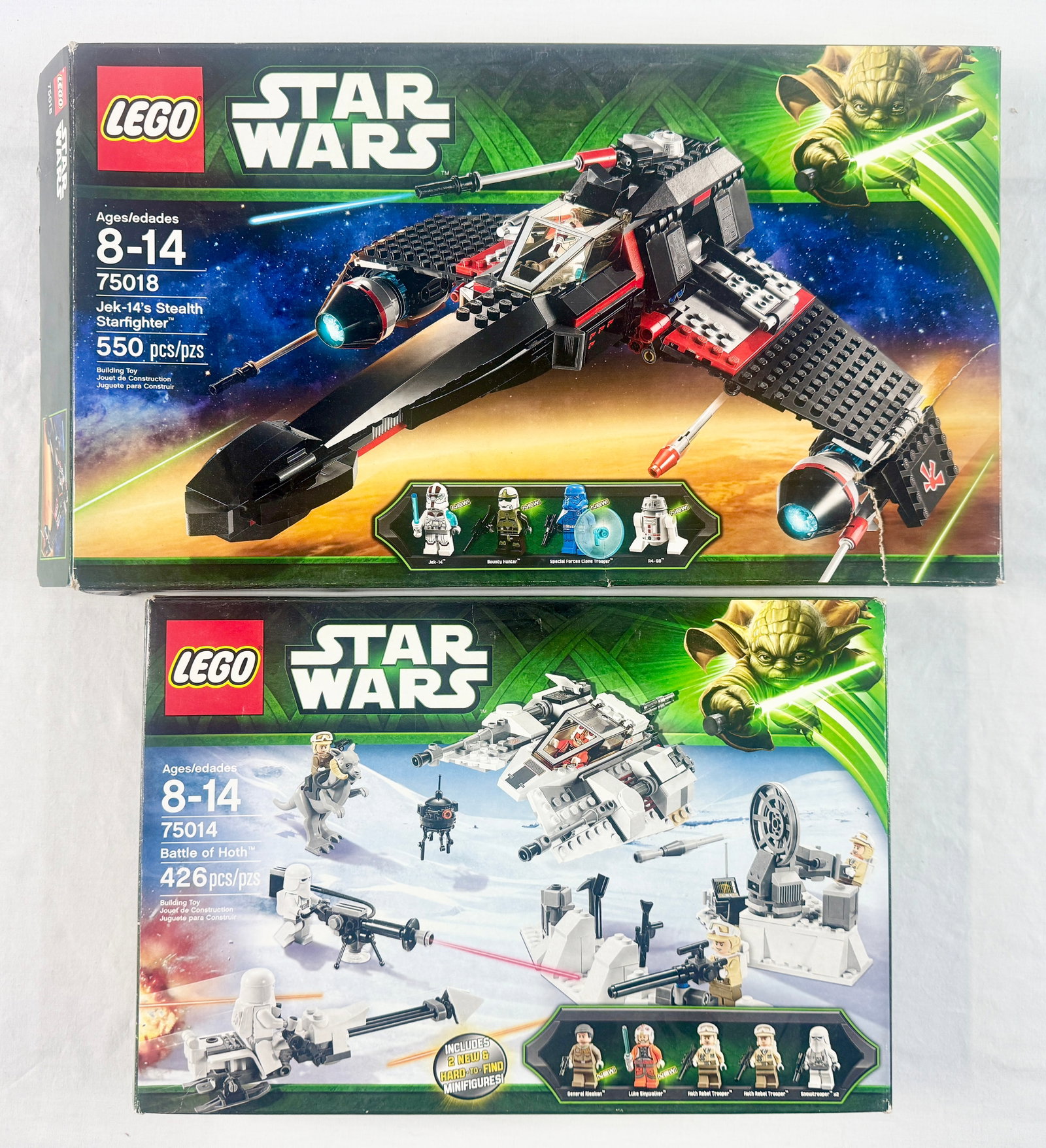 A Pair of LEGO Star Wars Building Sets, Jek-14's Stealth Starfighter 75018 and Battle of Hoth 75014 (1 of 4)