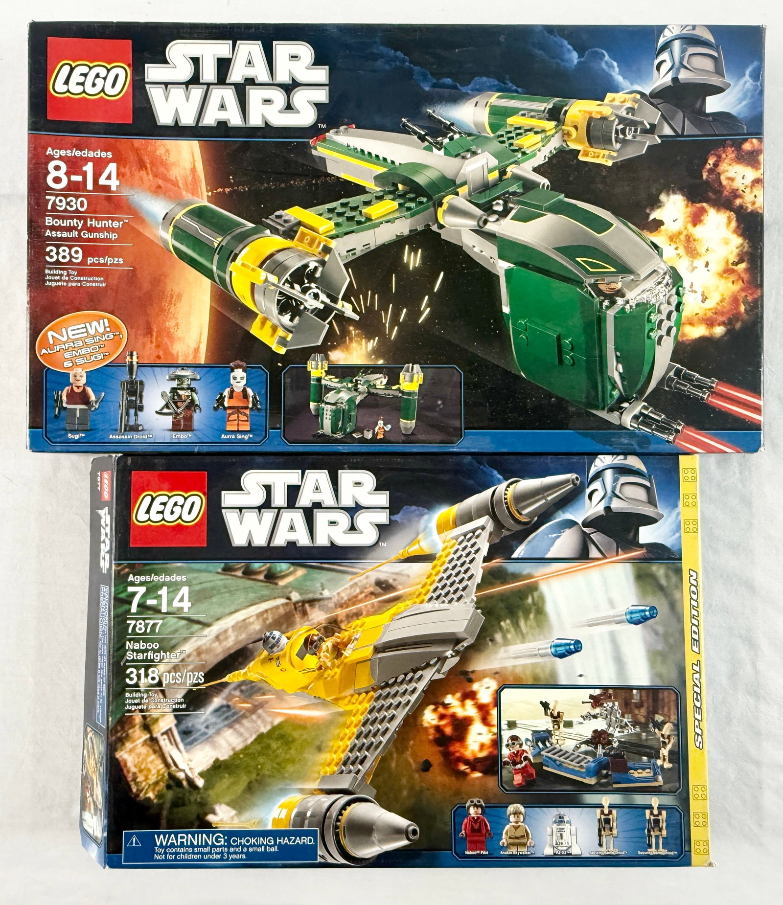 A Pair of LEGO Star Wars Building Sets, Bounty Hunter Assault Gunship 7930 and Naboo Starfighter (1 of 4)