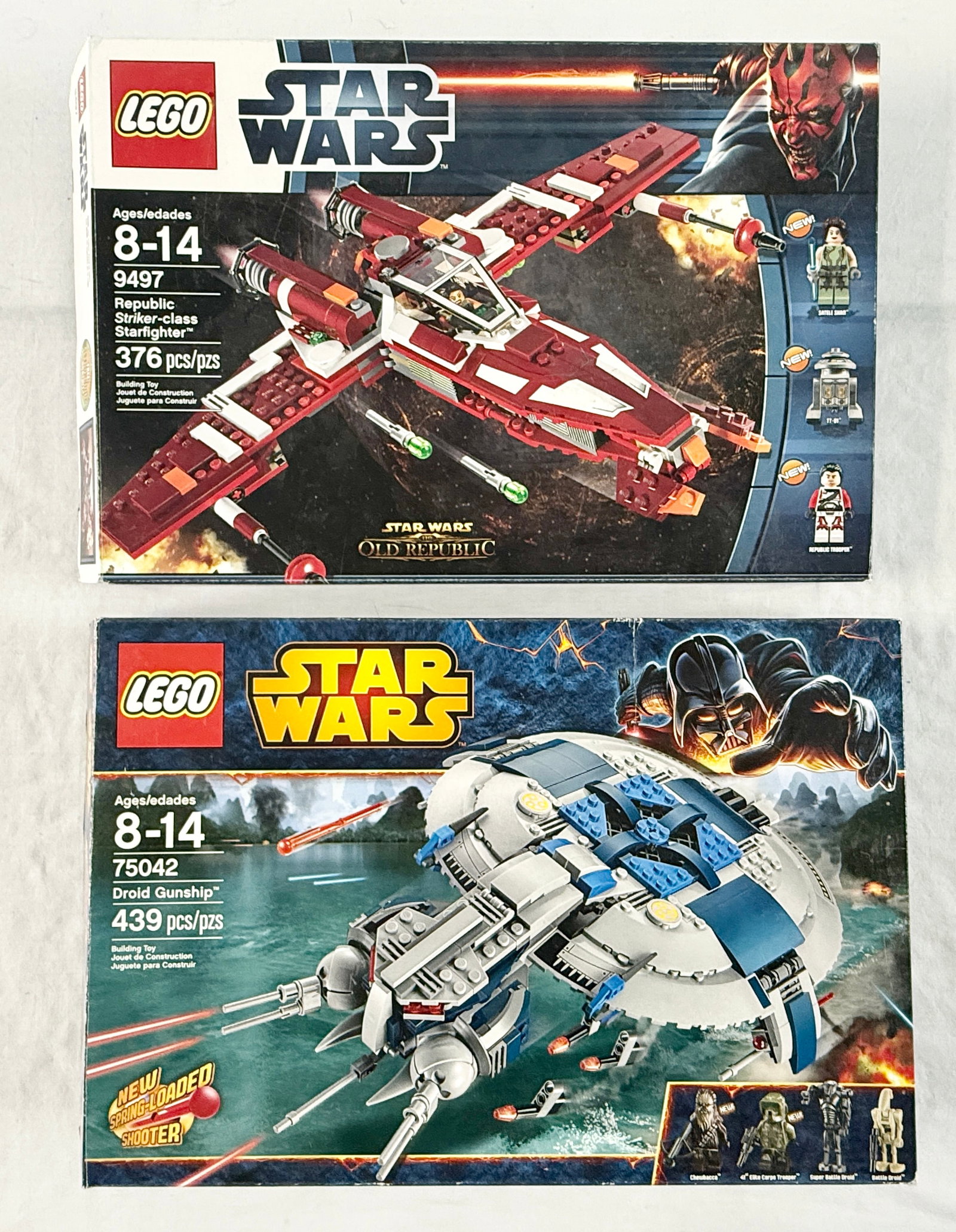 A Pair of LEGO Star Wars Building Sets, Republic Striker-class Starfighter 9497 and Droid Gunship (1 of 4)