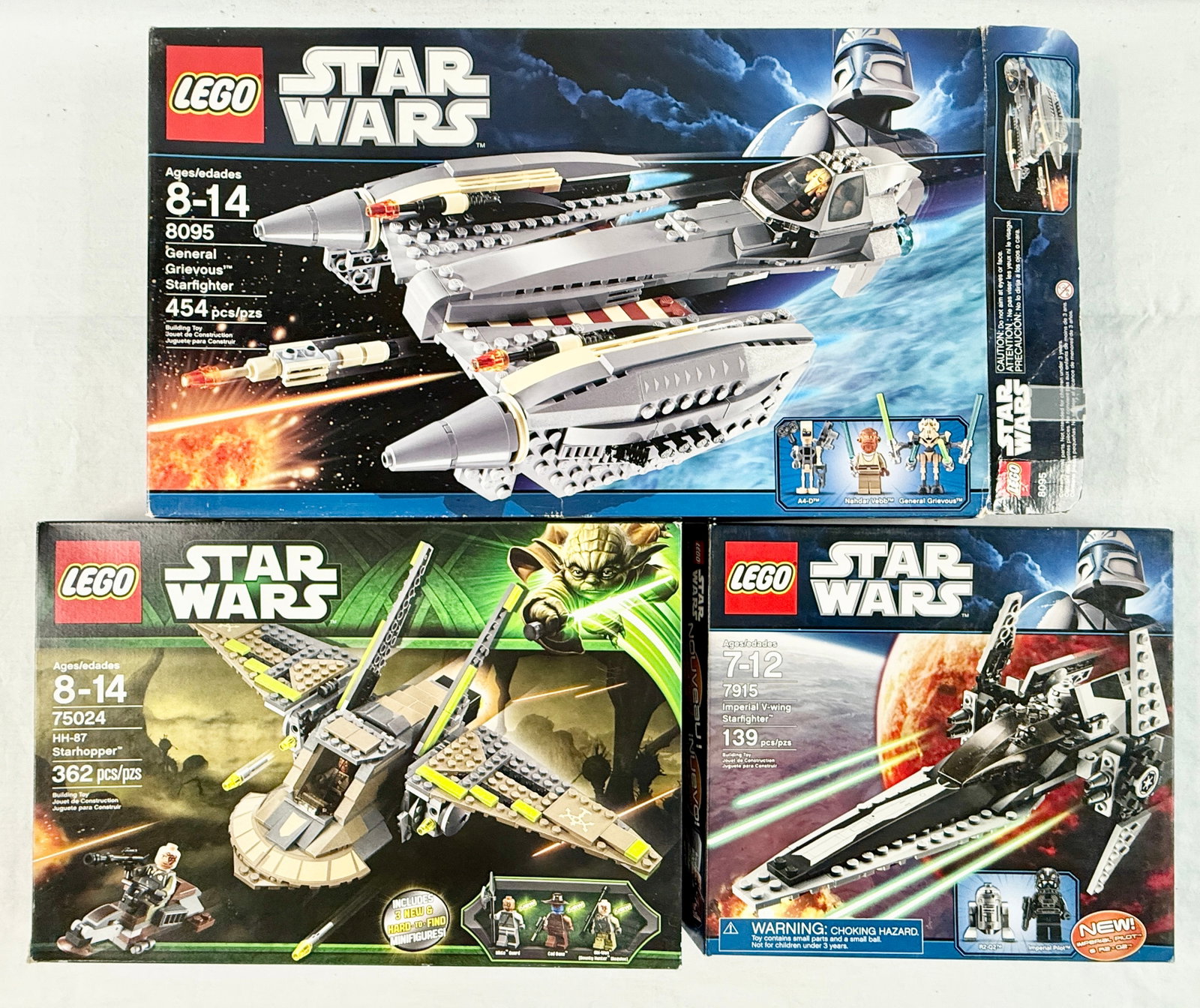 Three LEGO Star Wars Construction Sets including General Grievous Starfighter, HH-87 Starhopper, and (1 of 5)