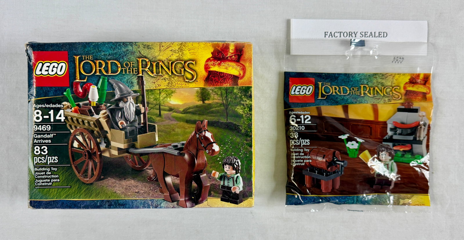 A Pair of LEGO The Lord of the Rings Sets, Gandalf Arrives (9469) and Frodo with Cooking Corner (1 of 3)