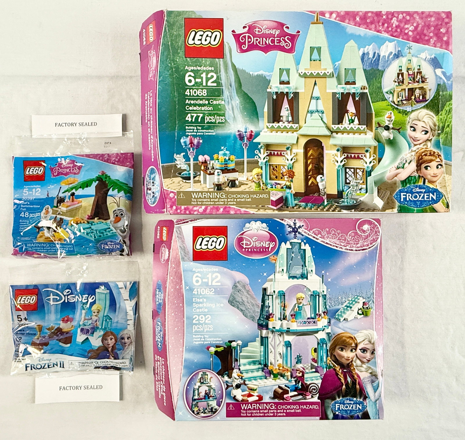 Four LEGO Disney Frozen and Frozen II Building Sets including Arendelle Castle Celebration 41068 and (1 of 5)