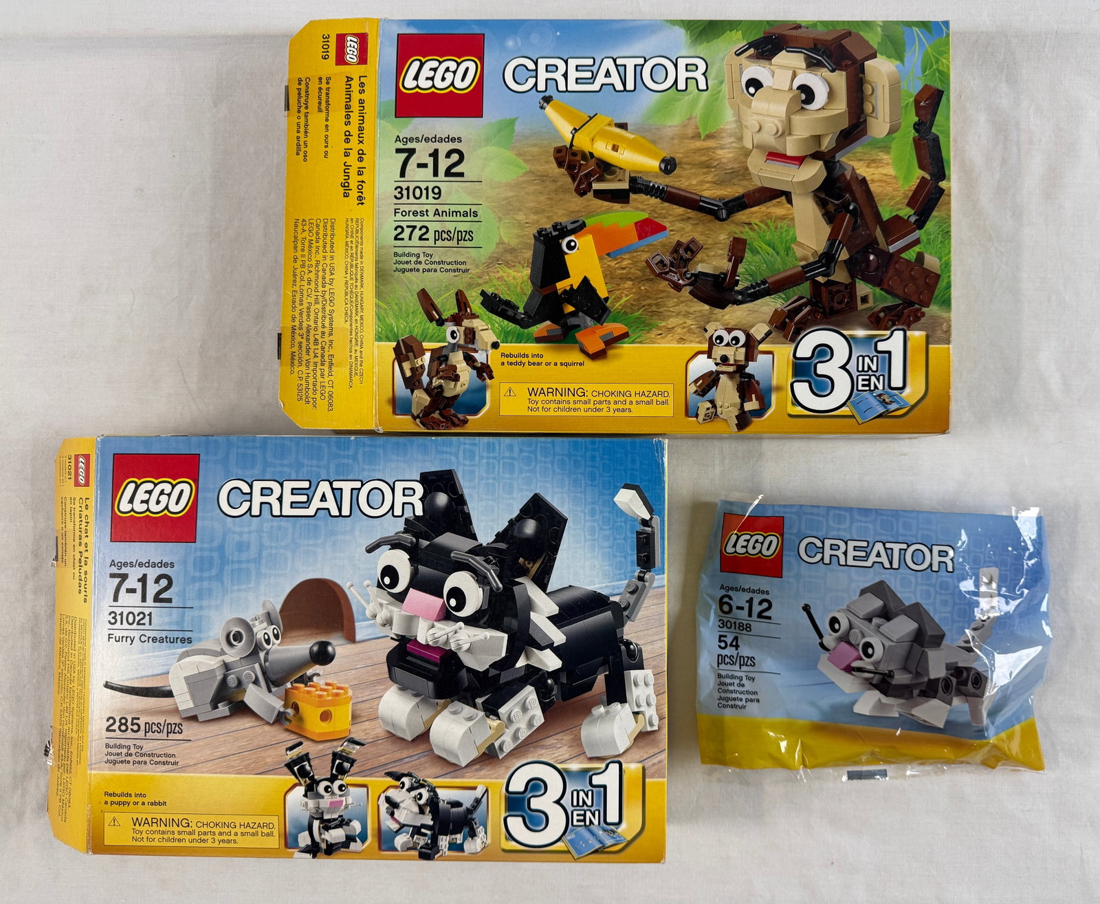 Three LEGO Creator Series Animal Building Sets 31019 31021 and 30188 (1 of 4)