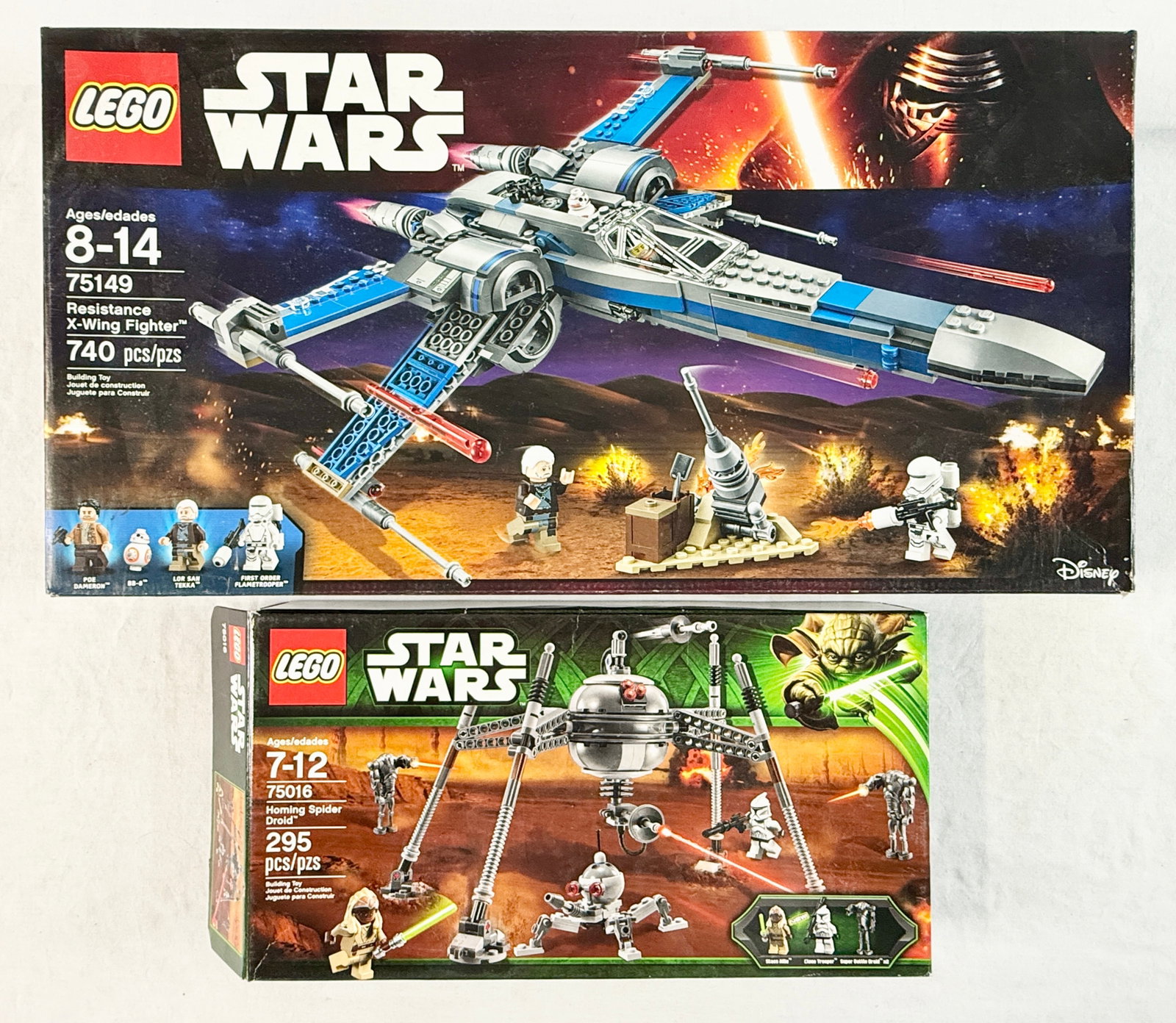 A Pair of LEGO Star Wars Building Sets Resistance X-Wing Fighter 75149 and Homing Spider Droid 75016 (1 of 4)