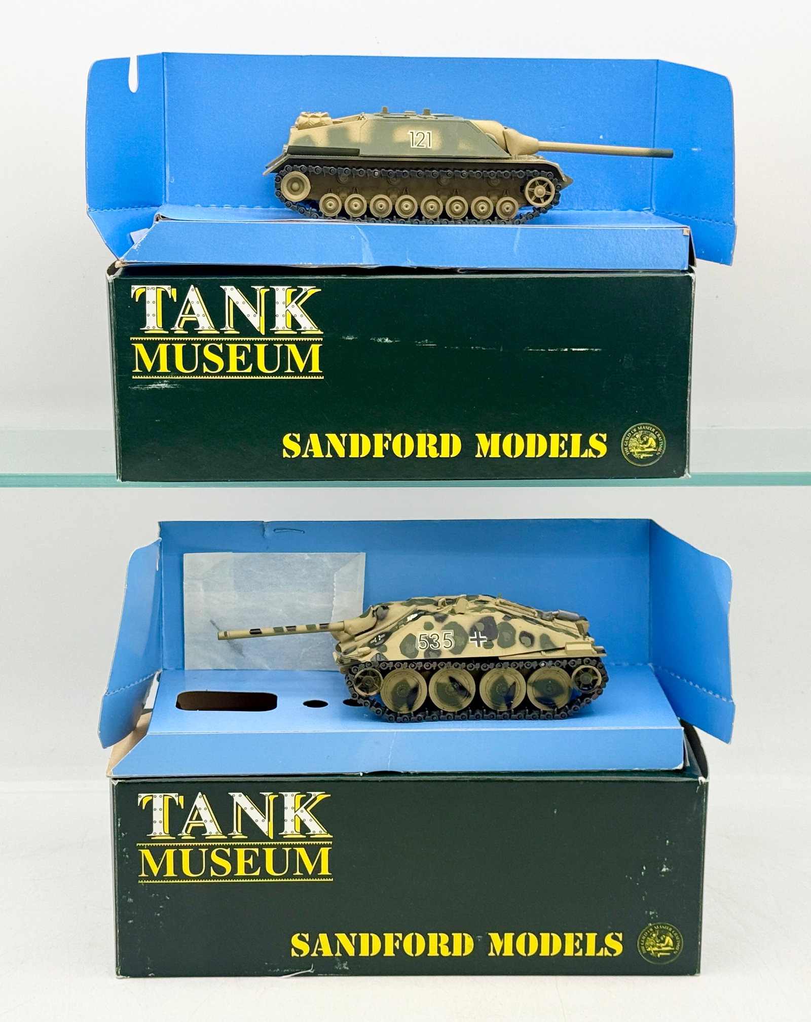 A Pair of Sandford Models Jagdpanzer 38(t) Hetzer Tank Destroyers (1 of 3)