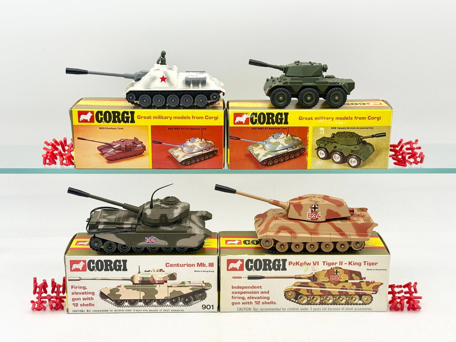 A Collection of Vintage Corgi Die-Cast Military Vehicles with Boxes (1 of 1)