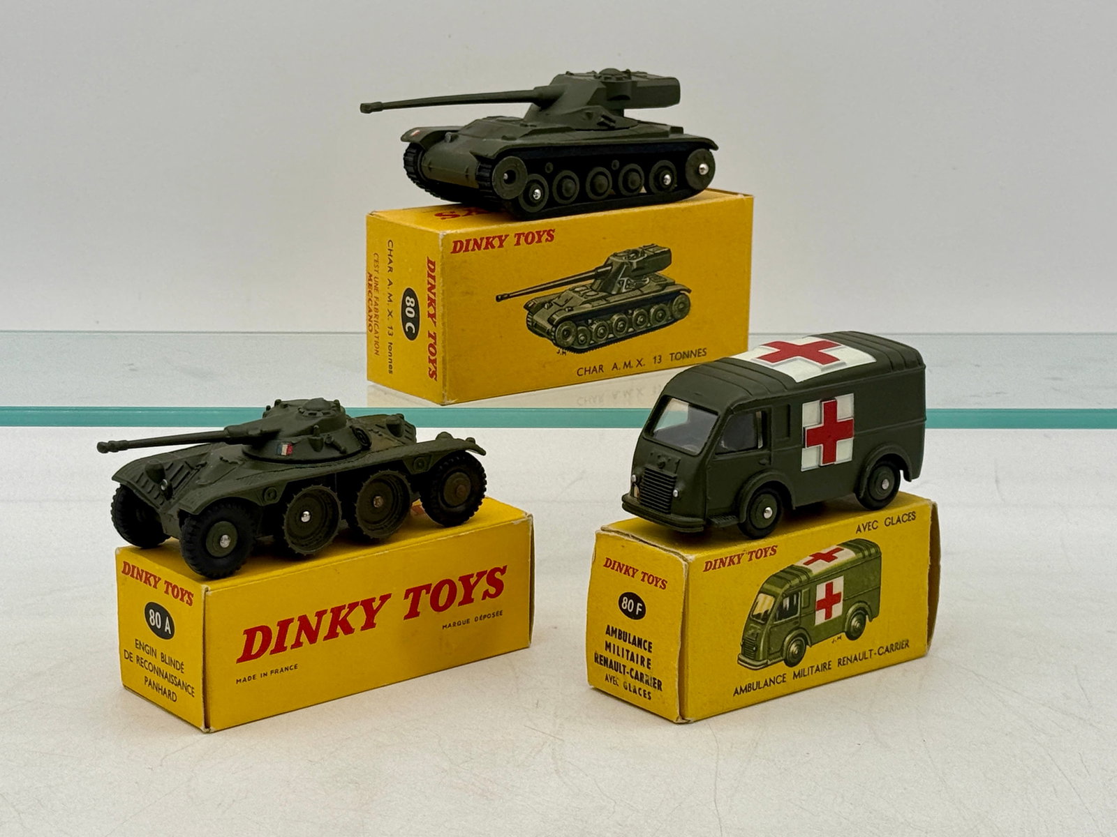 A Trio of French Dinky Toys Die-Cast Military Vehicles (1 of 3)