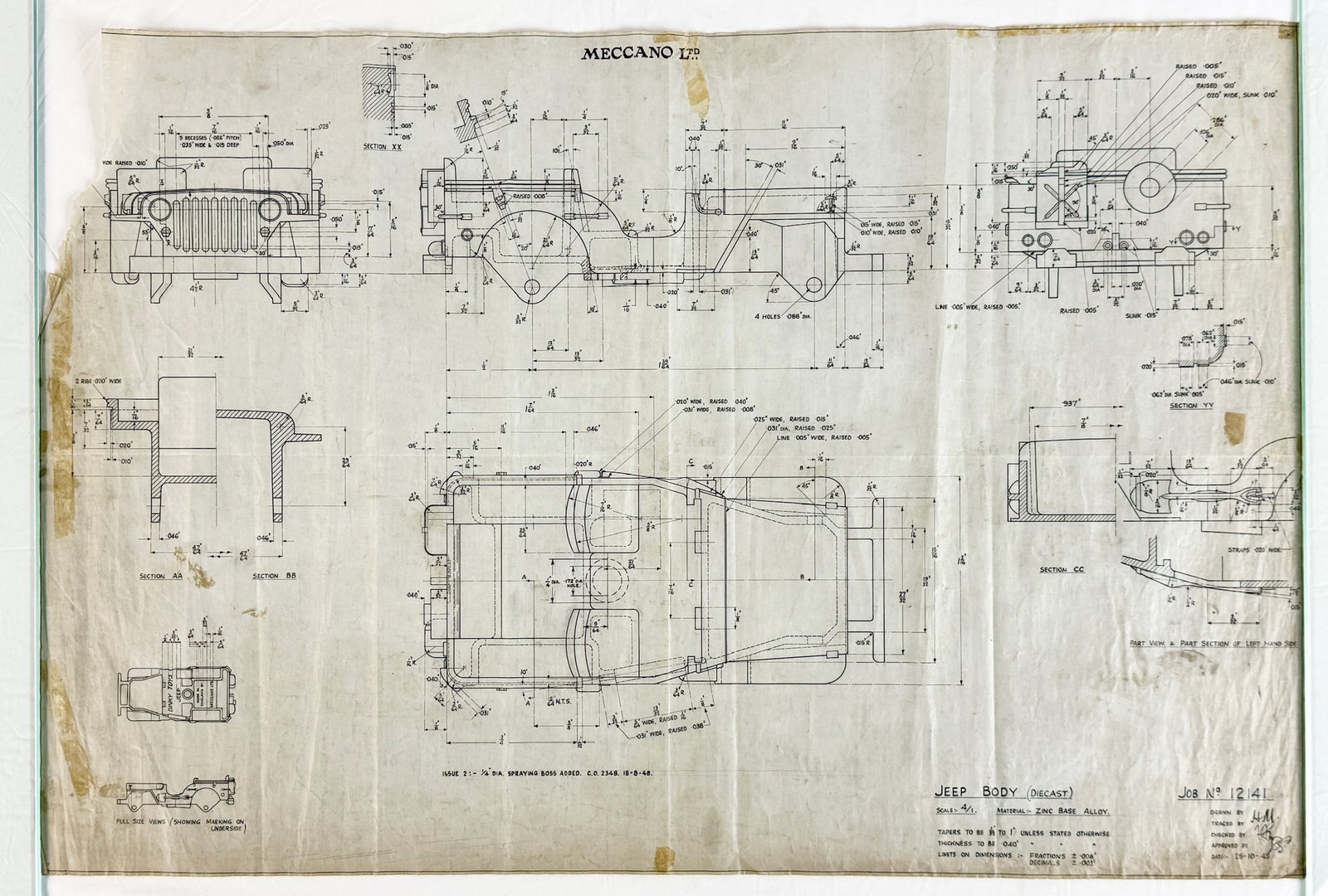 A Collection of Meccano Ltd Dinky Toys Jeep Technical Drawings (1 of 2)