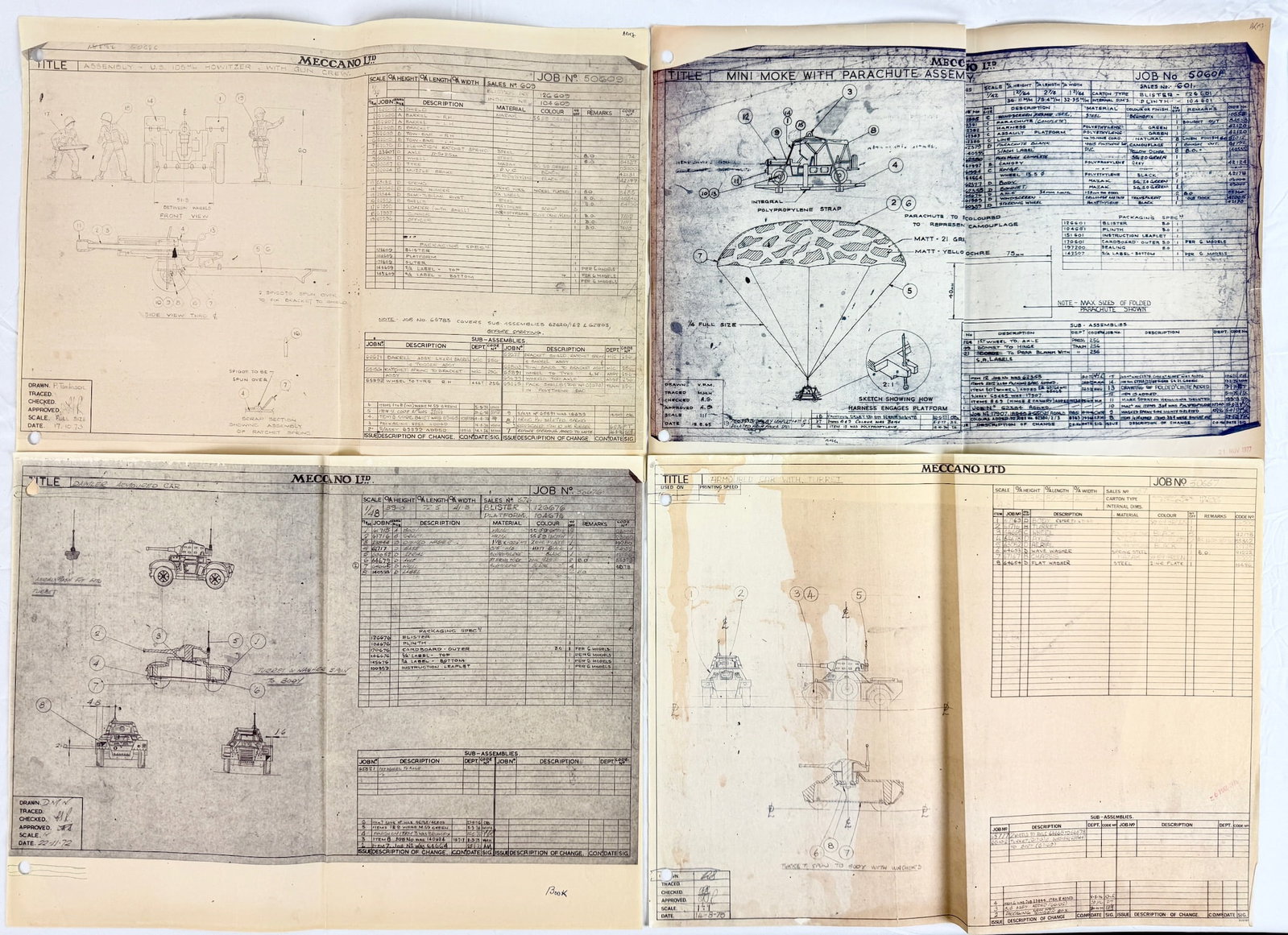 A Collection of Meccano Ltd Military Toy Technical Assembly Drawings (1 of 5)