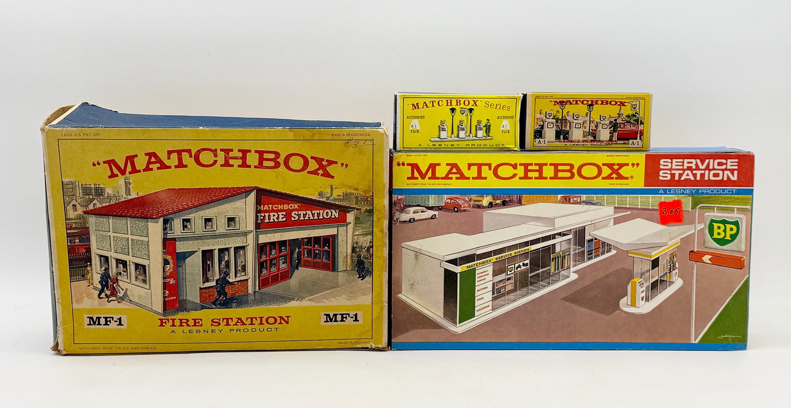A Collection of Lesney Matchbox Series Service and Fire Stations (1 of 2)