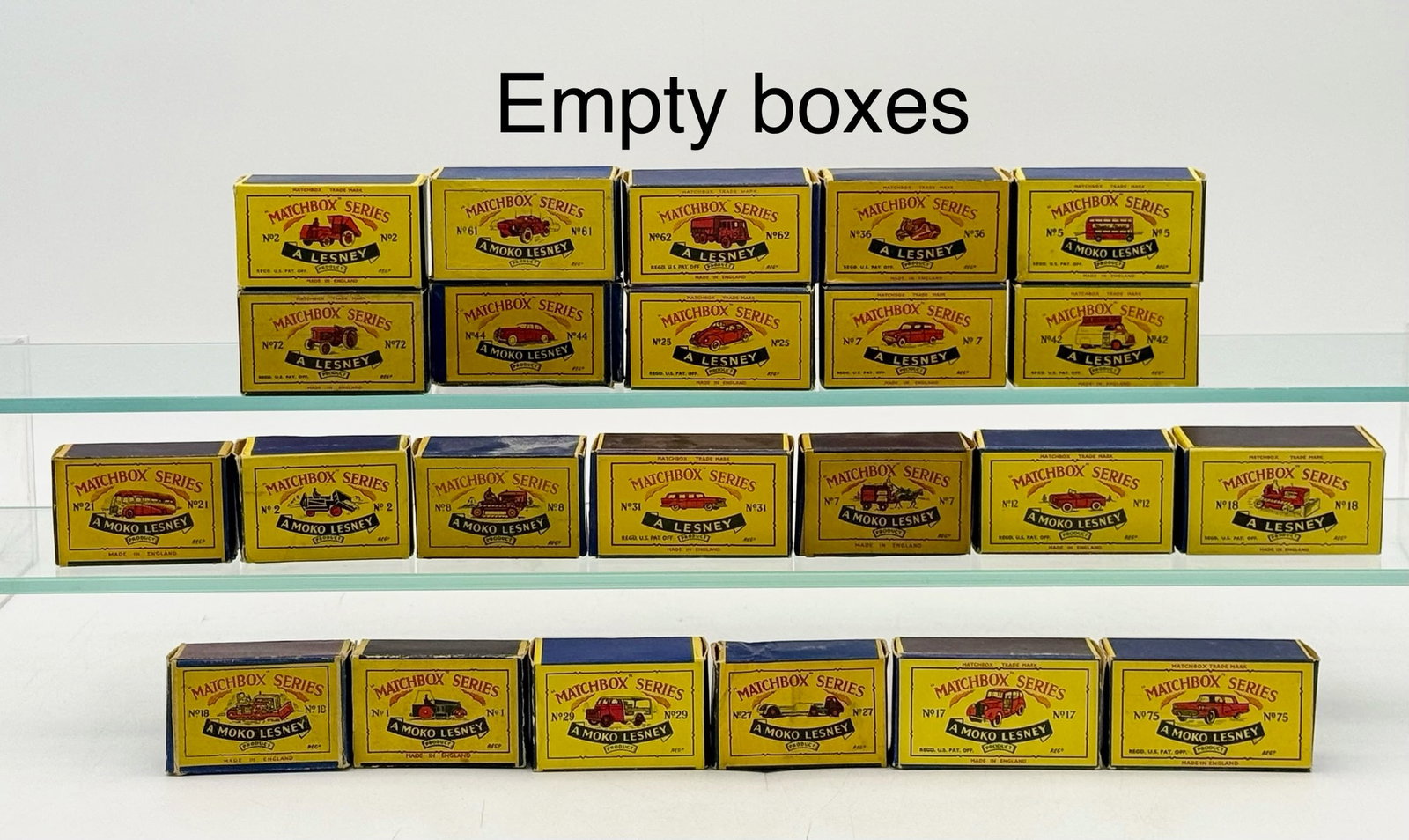 A Collection of Vintage Lesney Moko Matchbox Series Empty Boxes (1 of 2)