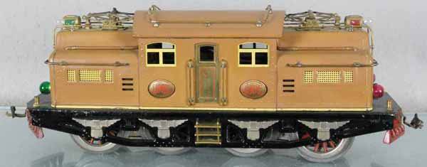 LIONEL 408E LOCO: std ga, 2 motors, pendulum reverse, orig die cast wheels fatiguing, 1 small touch up spot on 1 side above 408E plate, C6-7.