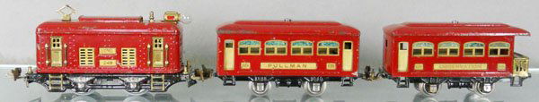 LIONEL TRAIN SET: O ga, 248 loco, rewheeled, 629 Pullman, 630 obsv, C5.