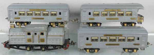 IVES TRAIN SET: O ga, 3257R loco w/2 #141 Parlor cars & 142 obsv, C5-6.