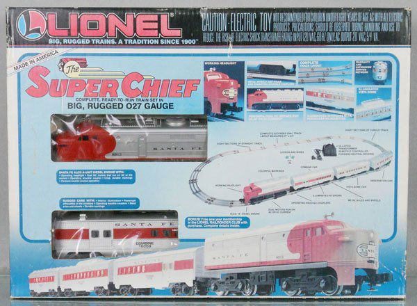 LIONEL 6-11739 SUPER CHIEF TRAIN SET: O ga, w/some track & transformer, orig set box faded & minor wear, C9.