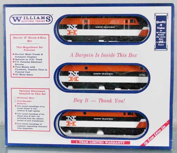 WILLIAMS 222027 NEW HAVEN ALCO ABA DIESELS: O ga, twin motors, w/sound, orig box & inserts, C8-9.