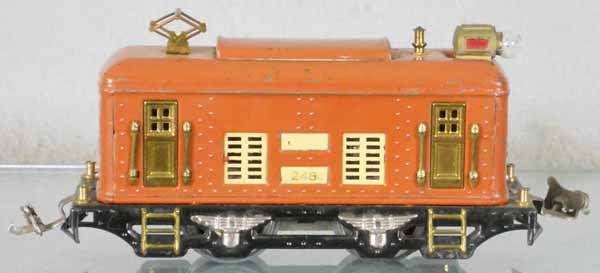 LIONEL 248 LOCO: O ga, terra cotta, rubberstamping on sides worn, C5.