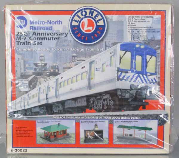 LIONEL 30085 MTA METRO-NORTH TRAIN SET: O ga, 4-car set w/track & transformer, factory sealed in orig box, C10.