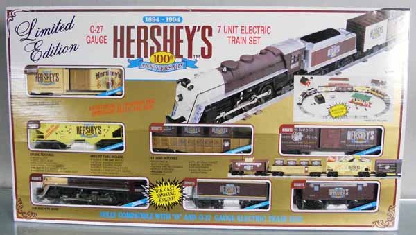 K-LINE HERSHEY'S TRAIN SET: O ga, loco, tender & 5 freight cars, w/track, transformer & 2 buildings, orig set box & insert, C9.