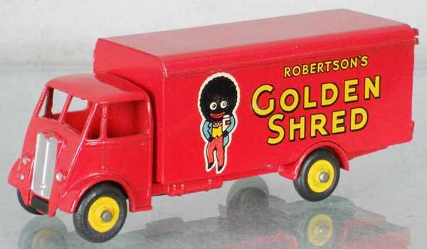 DINKY 919 GOLDEN SHRED GUY VAN: 1 tire cracking, 1 side sunfaded, C8.