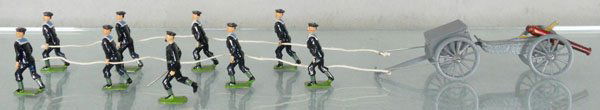 BRITAINS 9455 ROYAL NAVY LANDING PARTY: 9 sailors w/limber, cannon & shells, C8.