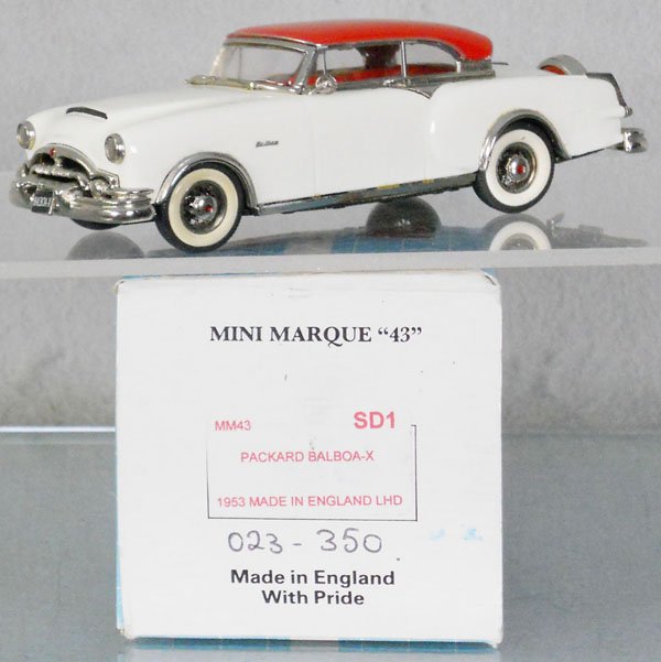 MINI MARQUE 43 1953 PACKARD BALBOA-X: white metal, orig box & insert minor wear, C9.