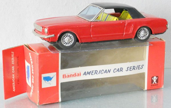 BANDAI FORD MUSTANG: litho tin, friction working, orig box minor wear, C8.