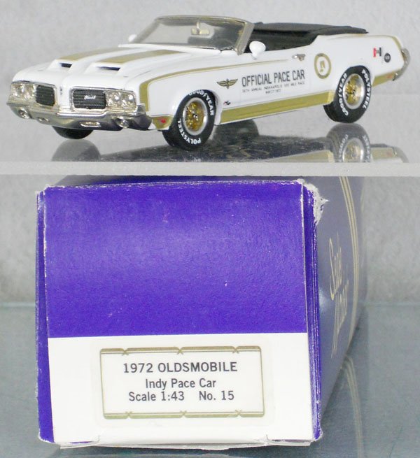 TFC SCALE MODELS 1972 OLDSMOBILE INDY PACE CAR: white metal, orig box & insert minor wear, C9.