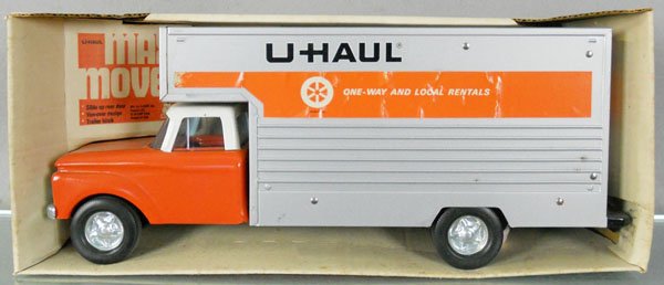 NYLINT 8410 U-HAUL TRUCK: painted pressed steel, 18 1/2" long, paper side labels have minor wear, orig box minor wear, C9.