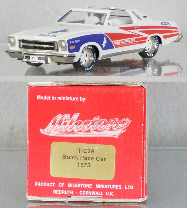 MILESTONE 1975 BUICK PACE CAR: white metal, orig box & insert, C9.