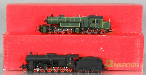 2 RIVAROSSI LOCOS: HO ga, 2-rail, 1387 K.Bay.Sts. Gt 2 x 4/4 tank loco, 1308 Wurttemberg class K #1812 loco & tender, orig boxes & inserts, C9-10.