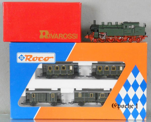 RIVAROSSI & ROCO K. BAY STS. TRAIN SET: HO ga, 2-rail, Rivarossi R13348 P5 digital loco, w/Roco 44014 4-car set, w/compatible couplers, orig boxes, C9-10.