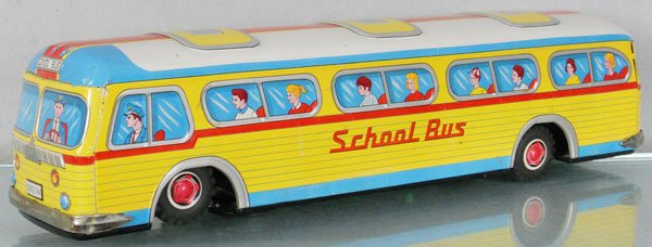 CRAGSTAN SCHOOL BUS: litho tin, 20" long, battery operated, working, C5-6.