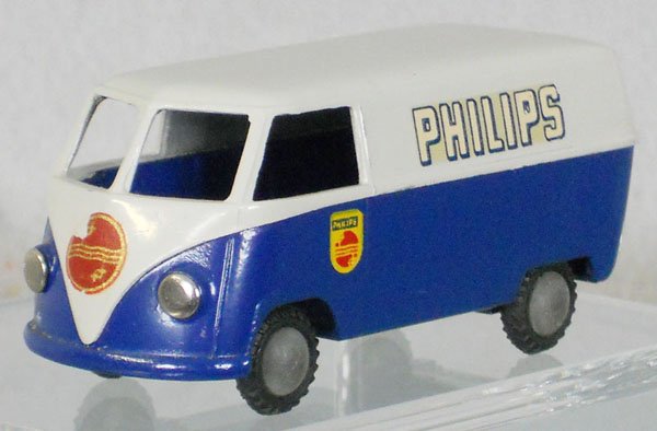 TEKNO 413 PHILIPS VOLKSWAGEN VAN: hub caps tarnished, nose decal chipped, C7-8.